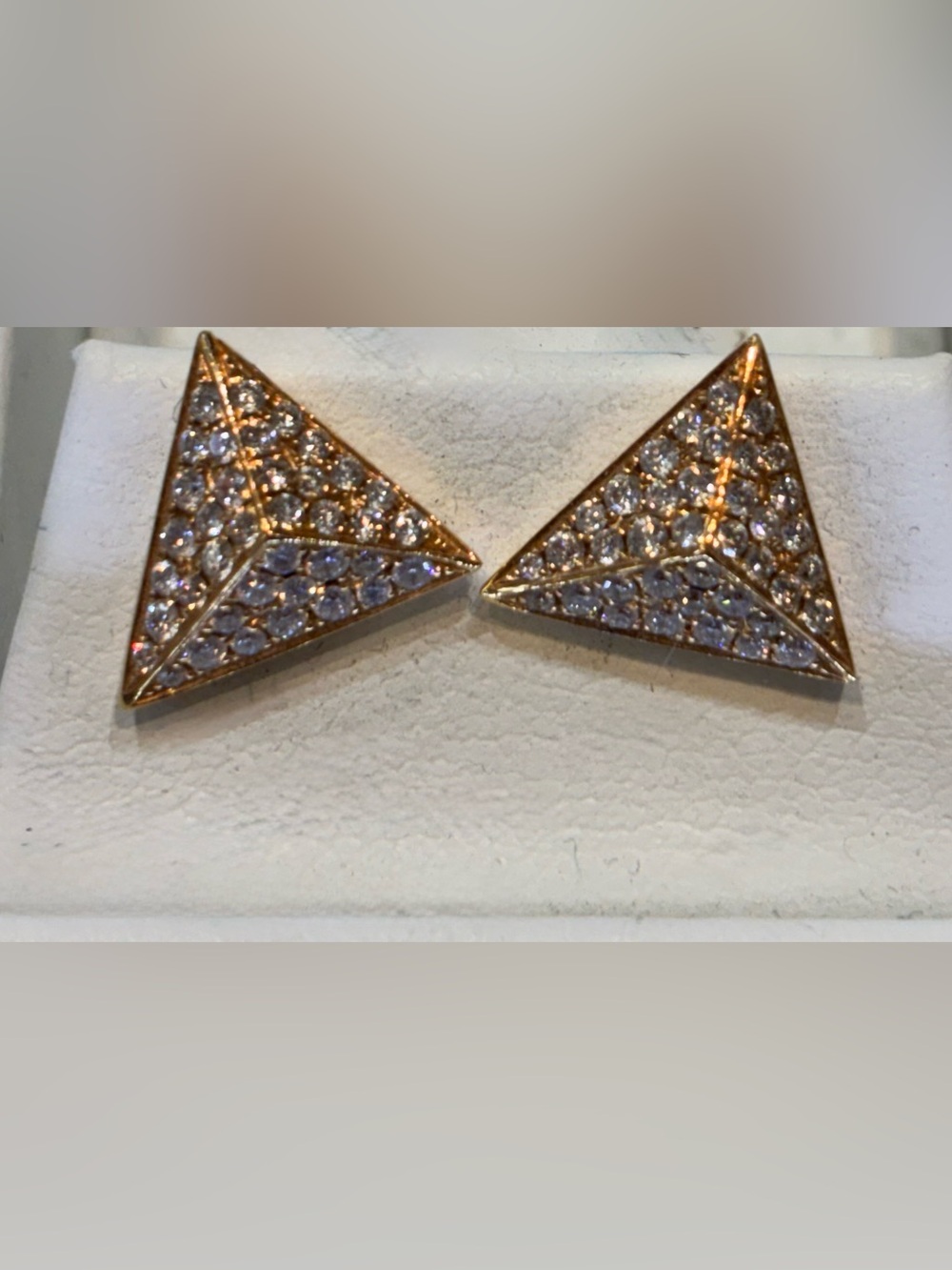 Solid 14k Gold Pavé Diamond Triangle Stud Earrings | Stylist Curated Fine Jewelr